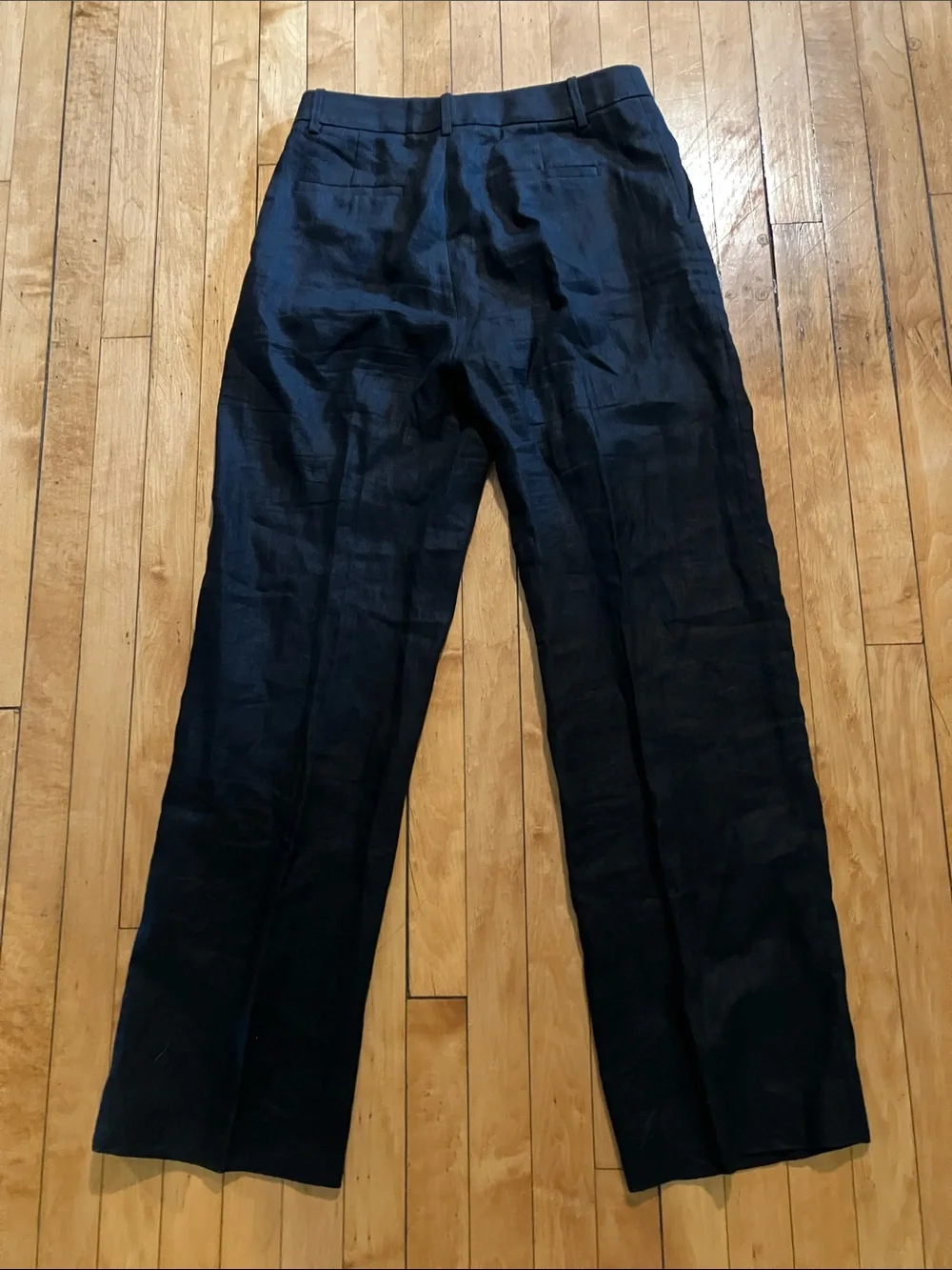 Banana Republic Black Linen Pleated Trousers Size 8 Long